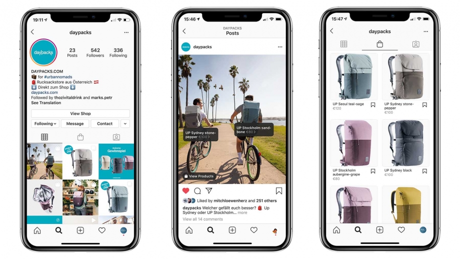 daypacks instagram shopping