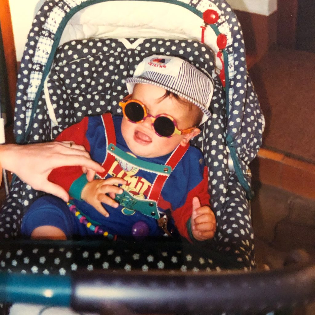 Markus Peter als Baby im Kinderwagen